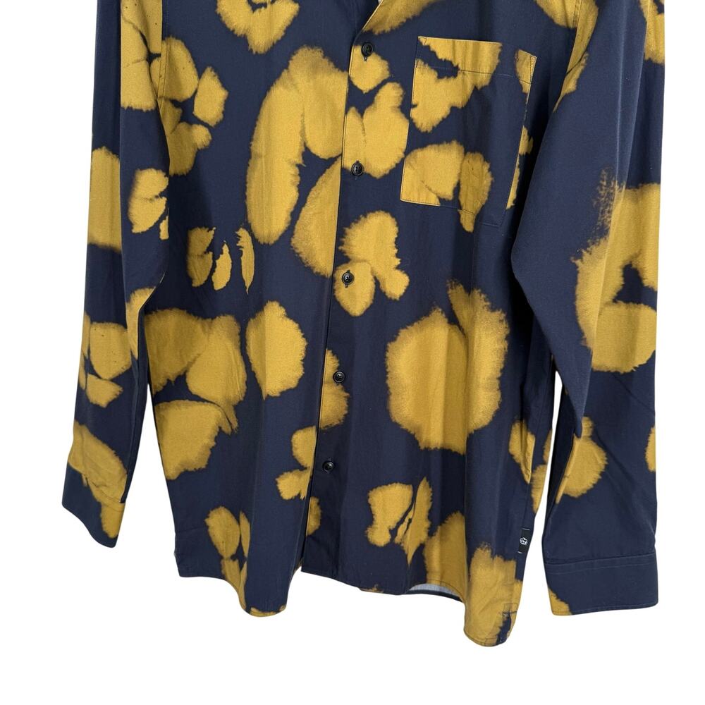Ted Baker Mens Sz Large 4 Blurred Floral Print Formal Navy Blue Button Shirt - Picture 4 of 7